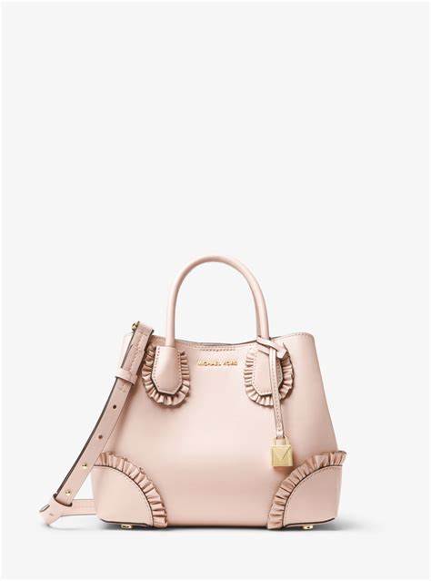 michael michael kors mercer gallery small ruffled leather satchel|Michael Kors leather satchel large.